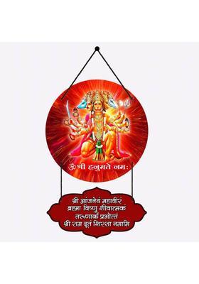 Home Delight Om Shree Hanumate Namah Wooden Wall Hanging For Home Decoration Gift Items(26 inch X 12 inch Red Maroon)