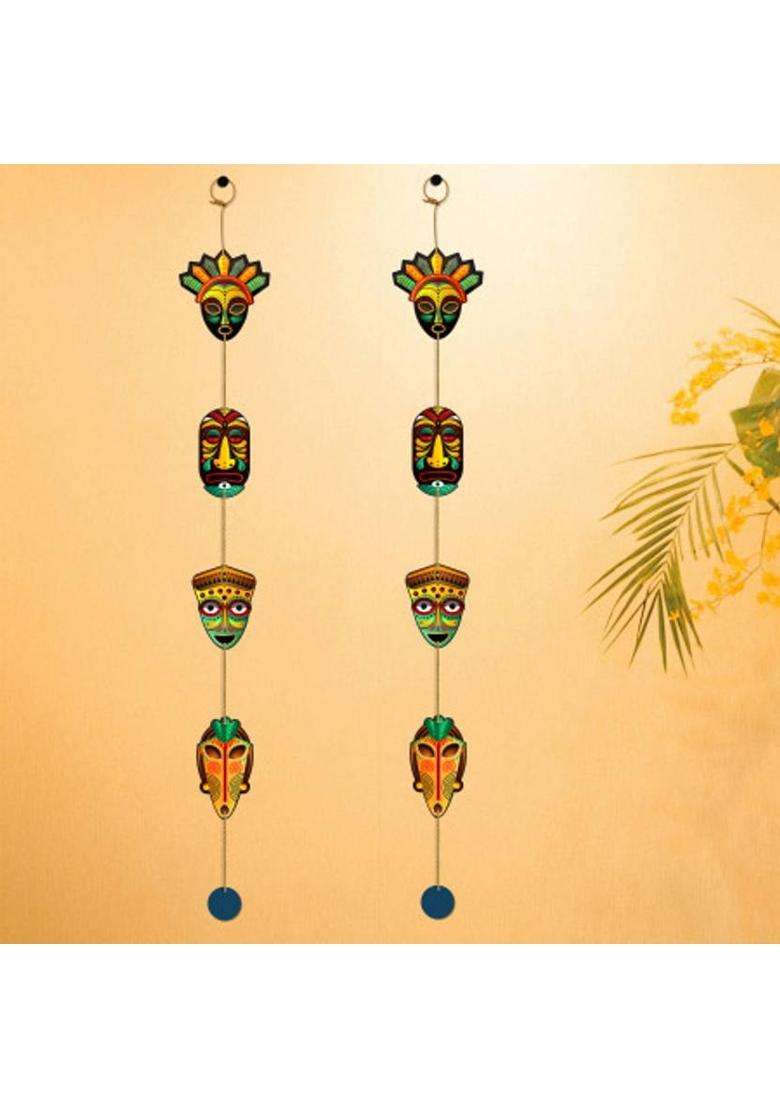 Home Delight Wooden Door Hanging Toran Wall Decor Home Decoration ItemsGift Items Pack of 2(104 cm X 11 cm Yellow Green Blue) - Indya