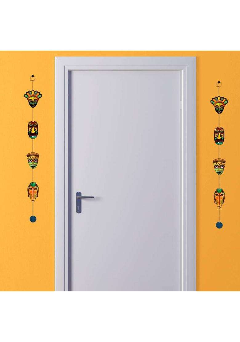 Home Delight Wooden Door Hanging Toran Wall Decor Home Decoration ItemsGift Items Pack of 2(104 cm X 11 cm Yellow Green Blue) - Indya