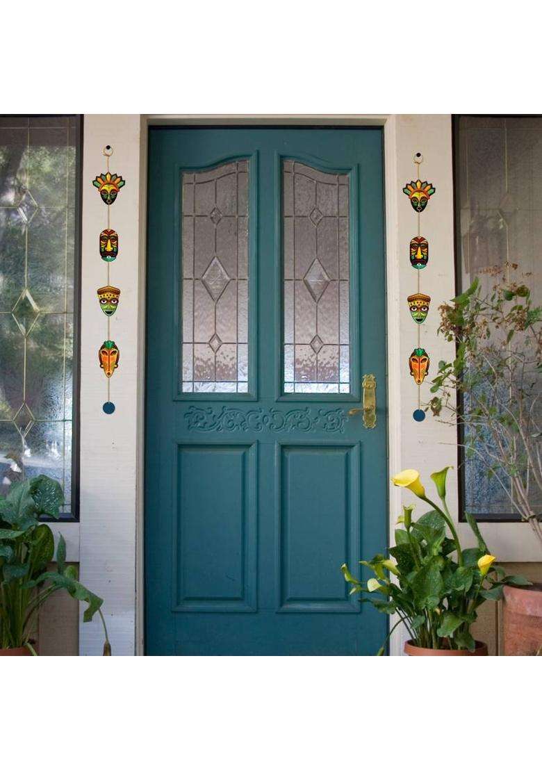 Home Delight Wooden Door Hanging Toran Wall Decor Home Decoration ItemsGift Items Pack of 2(104 cm X 11 cm Yellow Green Blue) - Indya
