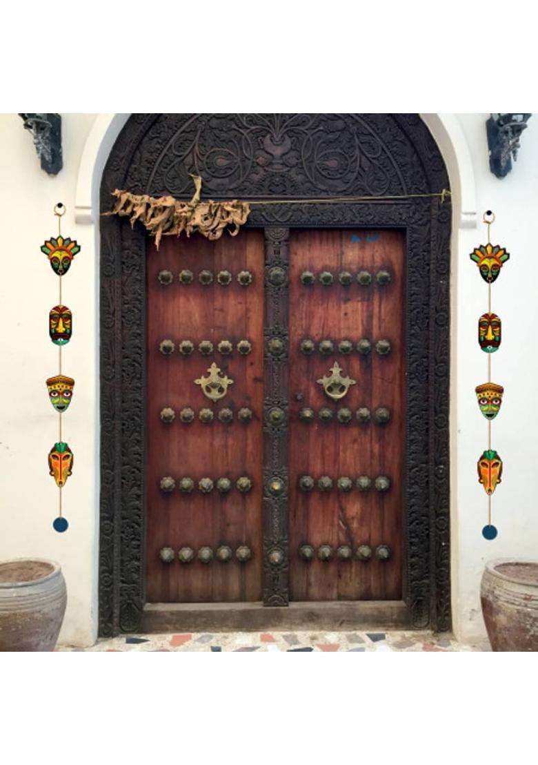 Home Delight Wooden Door Hanging Toran Wall Decor Home Decoration ItemsGift Items Pack of 2(104 cm X 11 cm Yellow Green Blue) - Indya