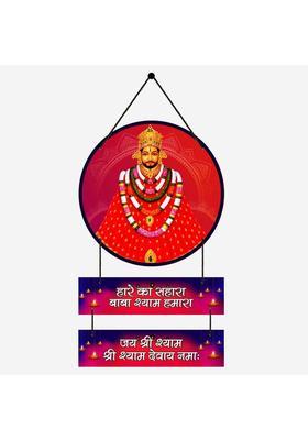 Home Delight Shree Khatu-Shayam BabaWooden Wall Hanging Decoration Items Home Decor Item(26 inch X 12 inch Red Blue Pink)