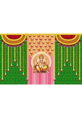 Netra Creation shree ganesh decoration multi rose rative Backdrop Curtains Altar Cloth(Pink Green)