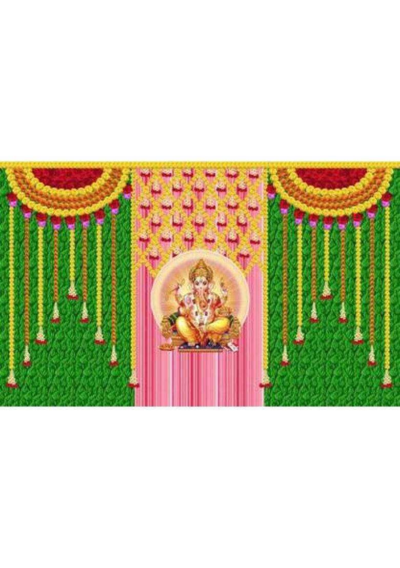 Netra Creation shree ganesh decoration multi rose rative Backdrop Curtains Altar Cloth(Pink Green) - Indya