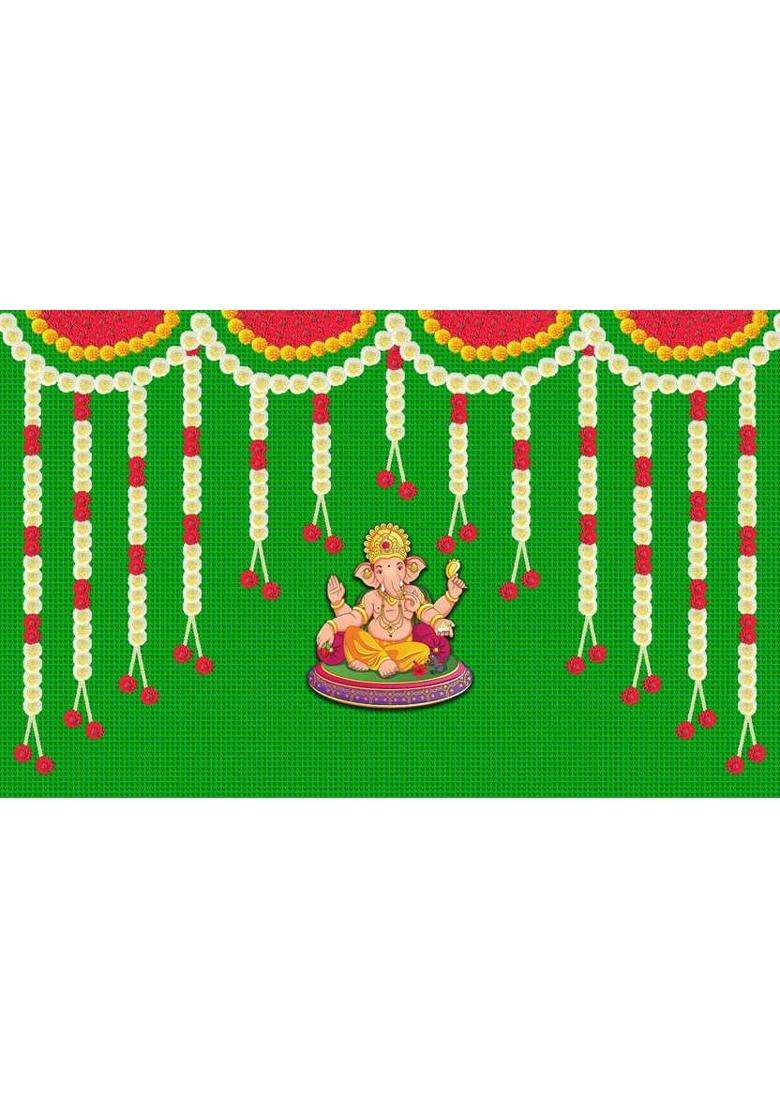 Netra Creation shree ganesh decoration multi rose rative Backdrop Curtains Altar Cloth(Pink Green) - Indya
