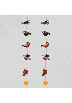 Home Delight Birds Hear Wooden Door Hanging Toran Wall Decor Home Decoration ItemsGift Items Pack of 2(104 cm X 11 cm Red Yellow Green)