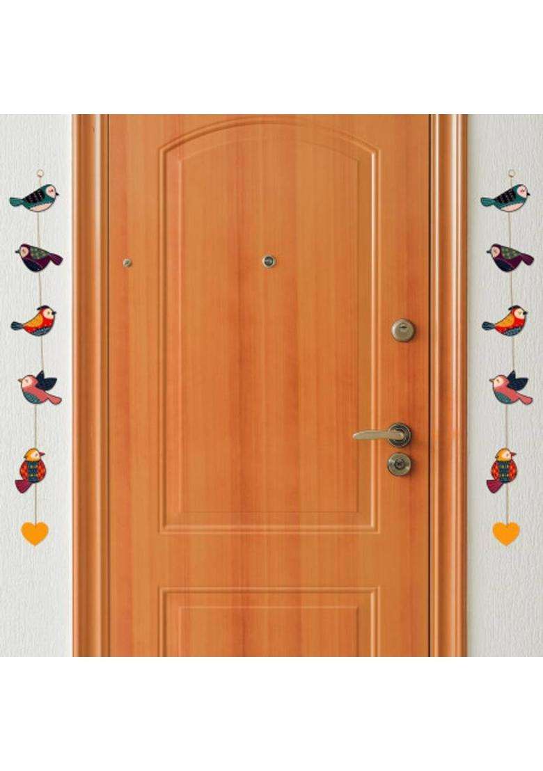 Home Delight Birds Hear Wooden Door Hanging Toran Wall Decor Home Decoration ItemsGift Items Pack of 2(104 cm X 11 cm Red Yellow Green) - Indya