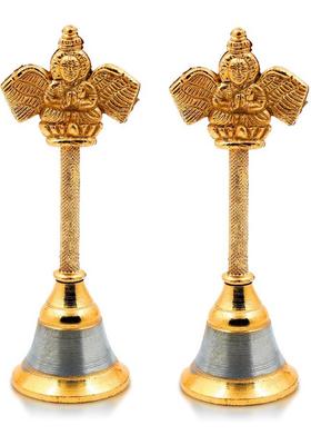 Divaura Set Of 2 Garud Head Small Size Spiritual Prayer Bell for Mandir & Puja Rituals Plastic Pooja Bell(Yellow Pack of 2)