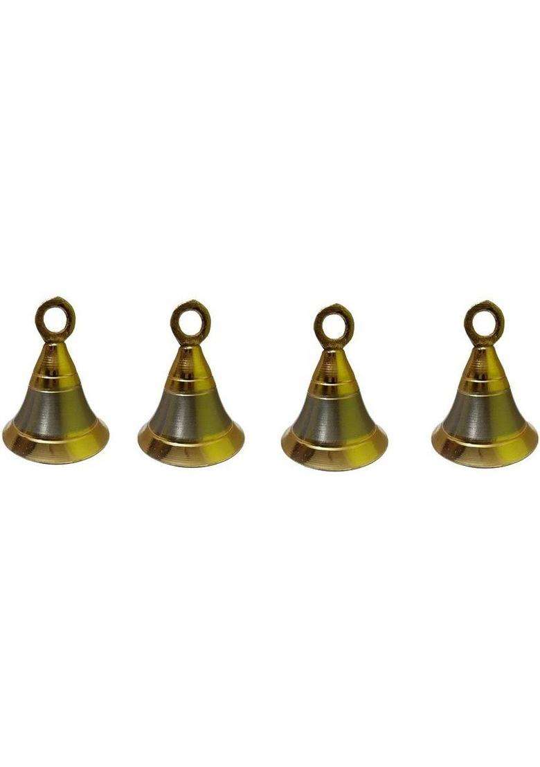 Utkarsh Pack Of 4 Pcs Brass Round Pooja Puja Bells Ghanti for Home and Temple Decorations Brass Pooja Bell(Pack of 4) - Indya