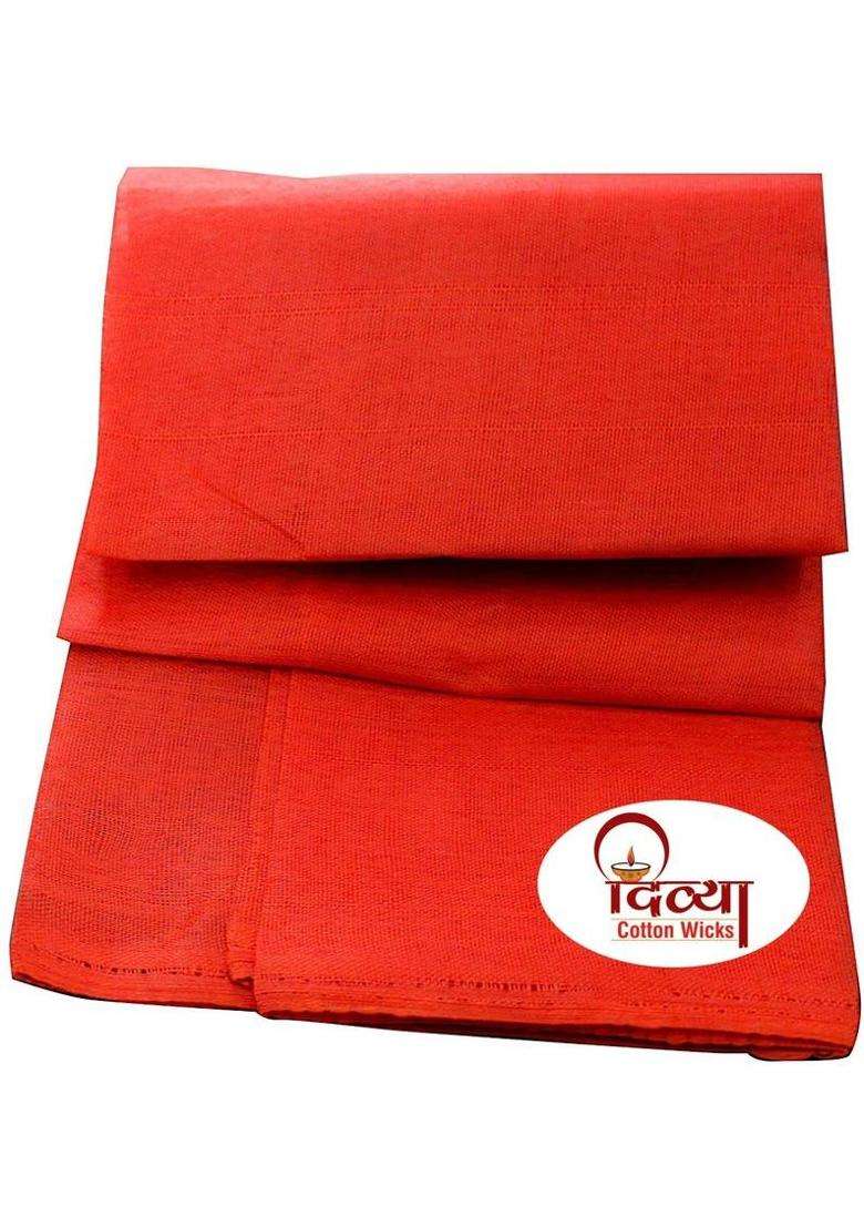 DIVYA Cotton Wicks Puja Cloth Cotton Cloth Aasan For Pooja or Mandir Cotton Altar For Puja Combo Pack 4 And 1 Packet Long Cotton Batti Free Color Red Yellow White Black Size 1 Meter Of Each Altar Cloth(Pack of 4) - Indya