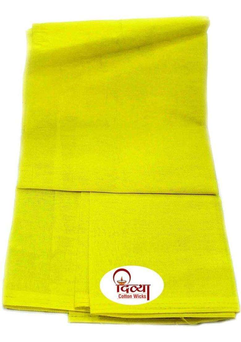 DIVYA Cotton Wicks Puja Cloth Cotton Cloth Aasan For Pooja or Mandir Cotton Altar For Puja Combo Pack 4 And 1 Packet Long Cotton Batti Free Color Red Yellow White Black Size 1 Meter Of Each Altar Cloth(Pack of 4) - Indya