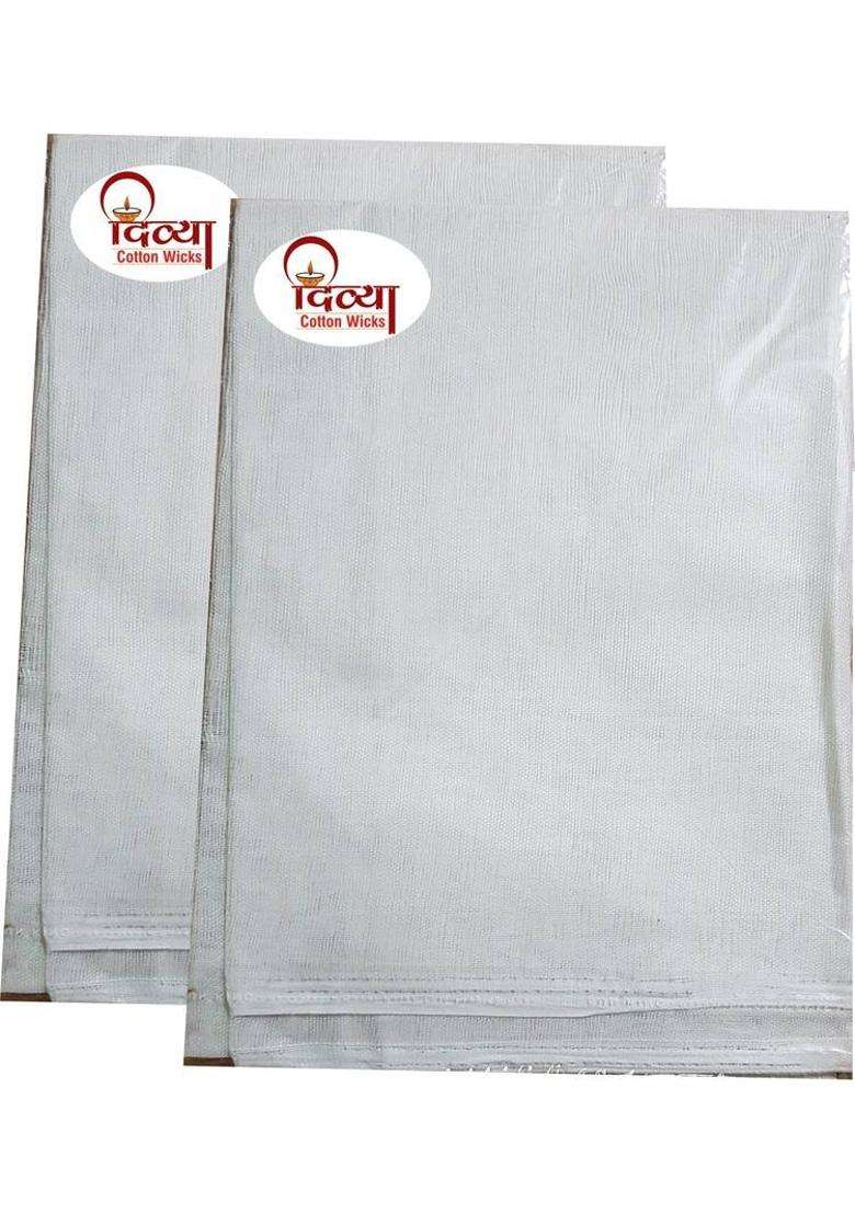 DIVYA Cotton Wicks Puja Cloth Cotton Cloth Aasan For Pooja or Mandir Cotton Altar For Puja Combo Pack 4 And 1 Packet Long Cotton Batti Free Color Red Yellow White Black Size 1 Meter Of Each Altar Cloth(Pack of 4) - Indya