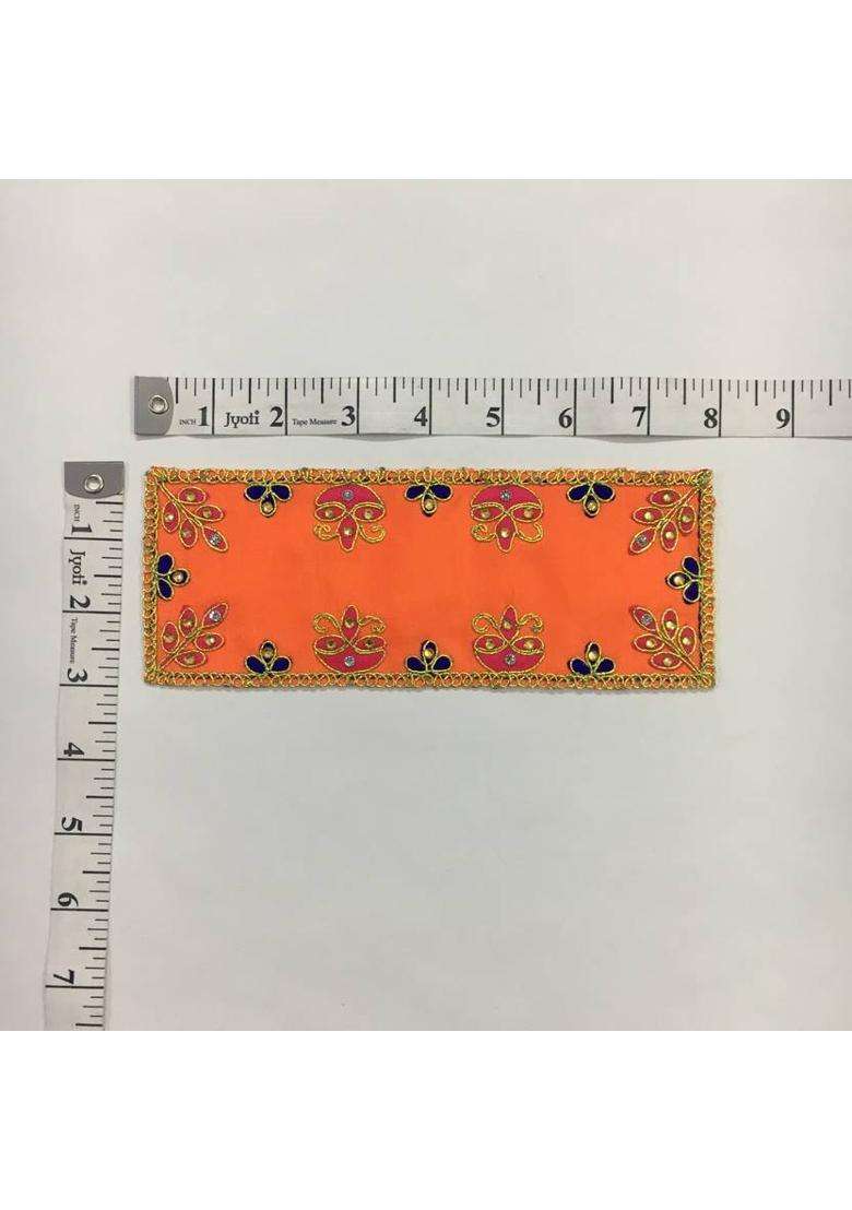 HEMDEV 3 8 Inch Embroidered Multicolor Silk Cloth for Pooja and God Idol Altar Cloth(Pack of 4) - Indya