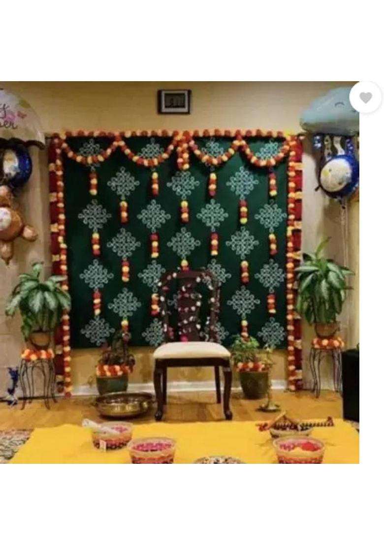 NK Textiles Backdrop for Decoration in Wedding Pooja Katha etc. Altar Cloth - Indya