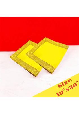 Tapoday ( 10 x 30 Inch )Yellow Velvet Pooja Aasan Cloth / Chowki Assan Kapda Altar Cloth(Pack of 2)