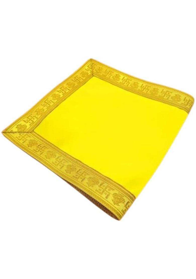 Tapoday ( 10 x 30 Inch )Yellow Velvet Pooja Aasan Cloth / Chowki Assan Kapda Altar Cloth(Pack of 2) - Indya
