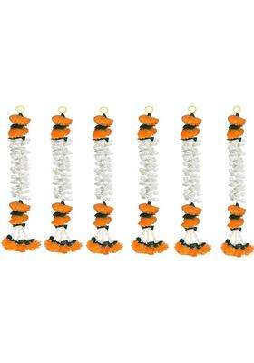 Tia Crafts Handmade Decorative Marigold Jasmine Backdrops Artificial Fluffy Garland Garland(Orange)