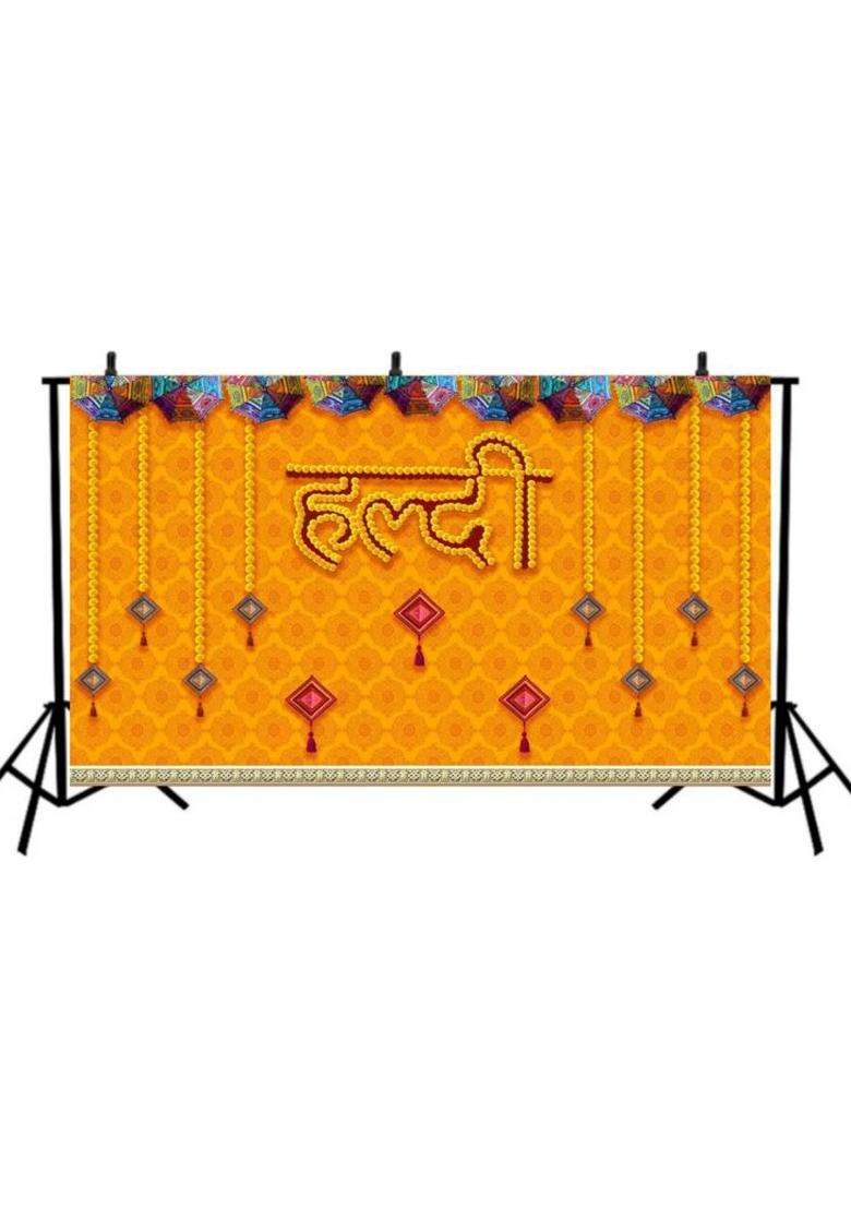 MANIFER Haldi Decoration Curtain Febric for Haldi Backdrop Decoration Altar Cloth - Indya