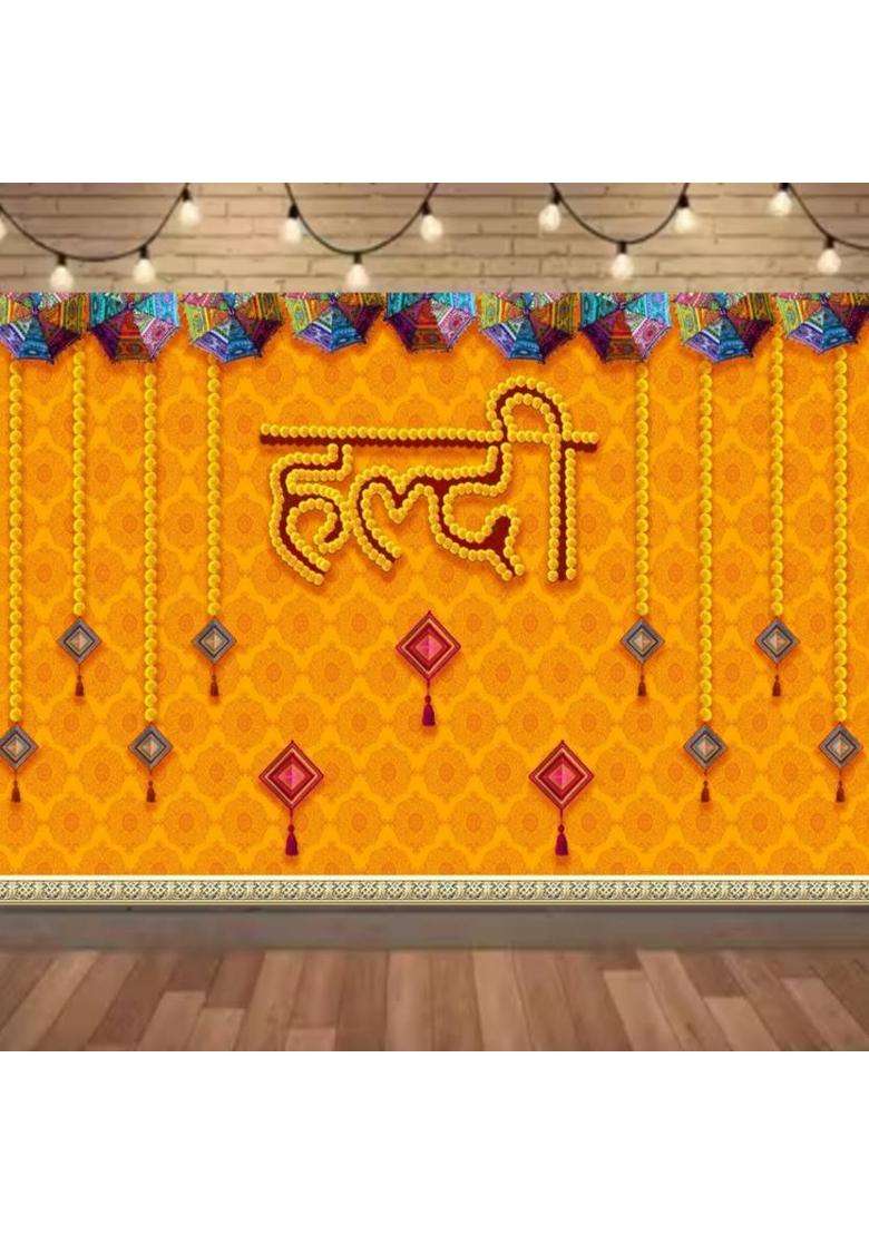 MANIFER Haldi Decoration Curtain Febric for Haldi Backdrop Decoration Altar Cloth - Indya