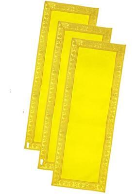 Tapoday ( 10 x 30 Inch )Yellow Velvet Pooja Aasan Cloth / Chowki Assan Kapda Altar Cloth(Pack of 3)