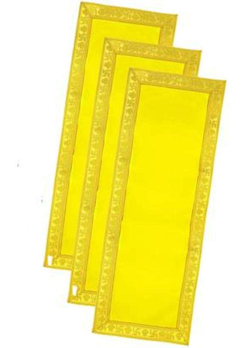 Tapoday ( 10 x 30 Inch )Yellow Velvet Pooja Aasan Cloth / Chowki Assan Kapda Altar Cloth(Pack of 3) - Indya