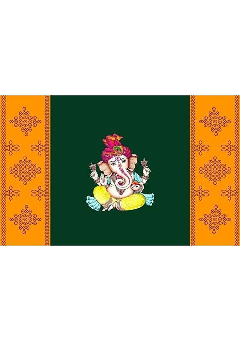 Ashvath Fashion Ganeshji backdrop for wedding /puja Decoration size 5Feet Height & 8Feet width Altar Cloth - Indya