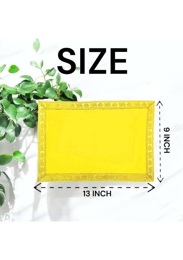 Tapoday ( 9 x 13 Inch )Yellow Velvet Pooja Aasan Cloth / Chowki Assan Kapda Altar Cloth(Pack of 2) - Indya