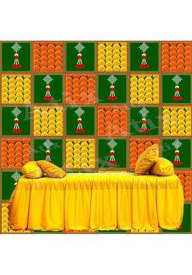 Atix Pooja Wall Decoration Backdrop Cloth Haldi and Wedding Backdrop 5x8 ft Altar Cloth