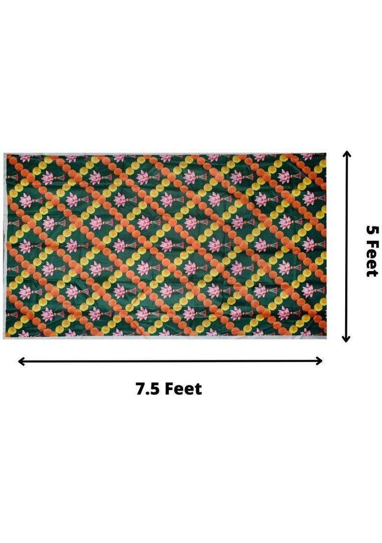 Puja N Pujari Marigold Toran Design Backdrop Cloth for Pooja Decoration Altar Cloth - Indya