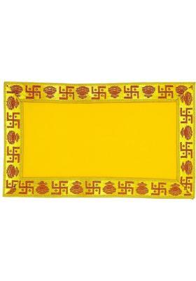 Tapoday ( 7 x 12 Inch ) Yellow Velvet Pooja Aasan Cloth / Chowki Assan Kapda Altar Cloth(Pack of 3)