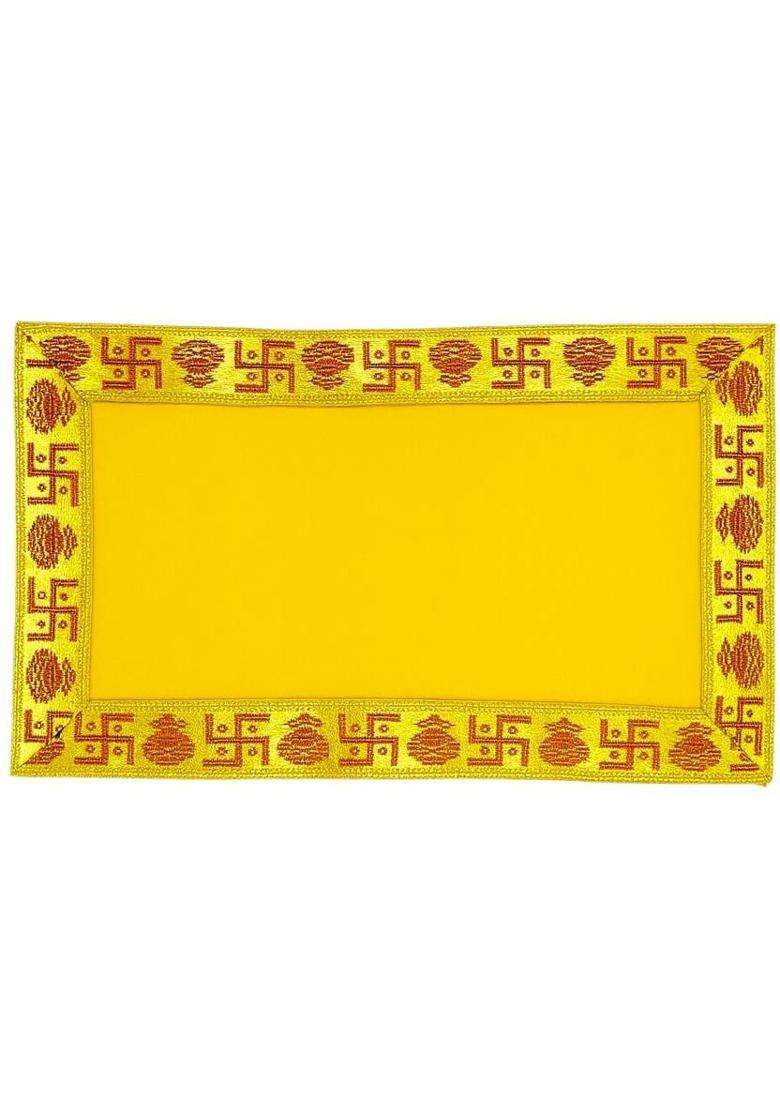 Tapoday ( 7 x 12 Inch ) Yellow Velvet Pooja Aasan Cloth / Chowki Assan Kapda Altar Cloth(Pack of 3) - Indya