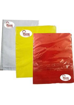 DIVYA Cotton Wicks Puja Cloth Cotton Cloth Aasan For Pooja or Mandir Cotton Altar For Puja Combo Pack 3 And 1 Packet Long Cotton Batti Free Color Red Yellow White Size 1 Meter Of Each Altar Cloth(Pack of 3)