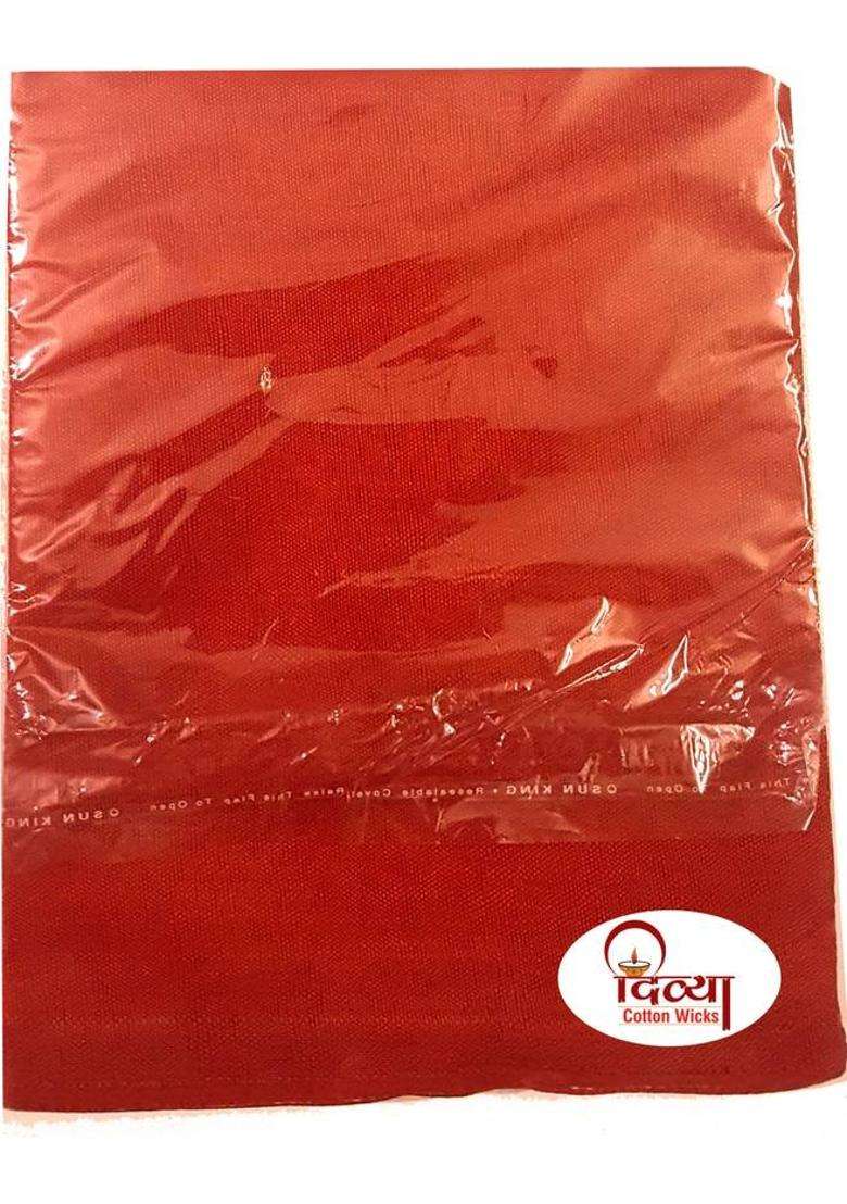DIVYA Cotton Wicks Puja Cloth Cotton Cloth Aasan For Pooja or Mandir Cotton Altar For Puja Combo Pack 3 And 1 Packet Long Cotton Batti Free Color Red Yellow White Size 1 Meter Of Each Altar Cloth(Pack of 3) - Indya