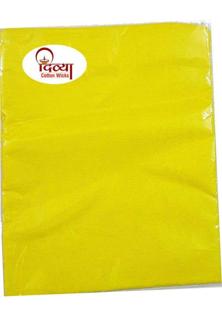 DIVYA Cotton Wicks Puja Cloth Cotton Cloth Aasan For Pooja or Mandir Cotton Altar For Puja Combo Pack 3 And 1 Packet Long Cotton Batti Free Color Red Yellow White Size 1 Meter Of Each Altar Cloth(Pack of 3) - Indya