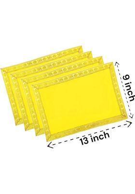 Tapoday ( 9 x 13 Inch )Yellow Velvet Pooja Aasan Cloth / Chowki Assan Kapda Altar Cloth(Pack of 4)