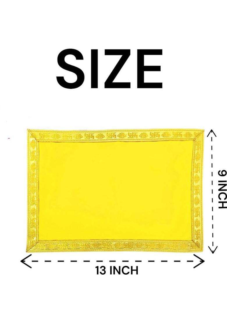 Tapoday ( 9 x 13 Inch )Yellow Velvet Pooja Aasan Cloth / Chowki Assan Kapda Altar Cloth(Pack of 4) - Indya