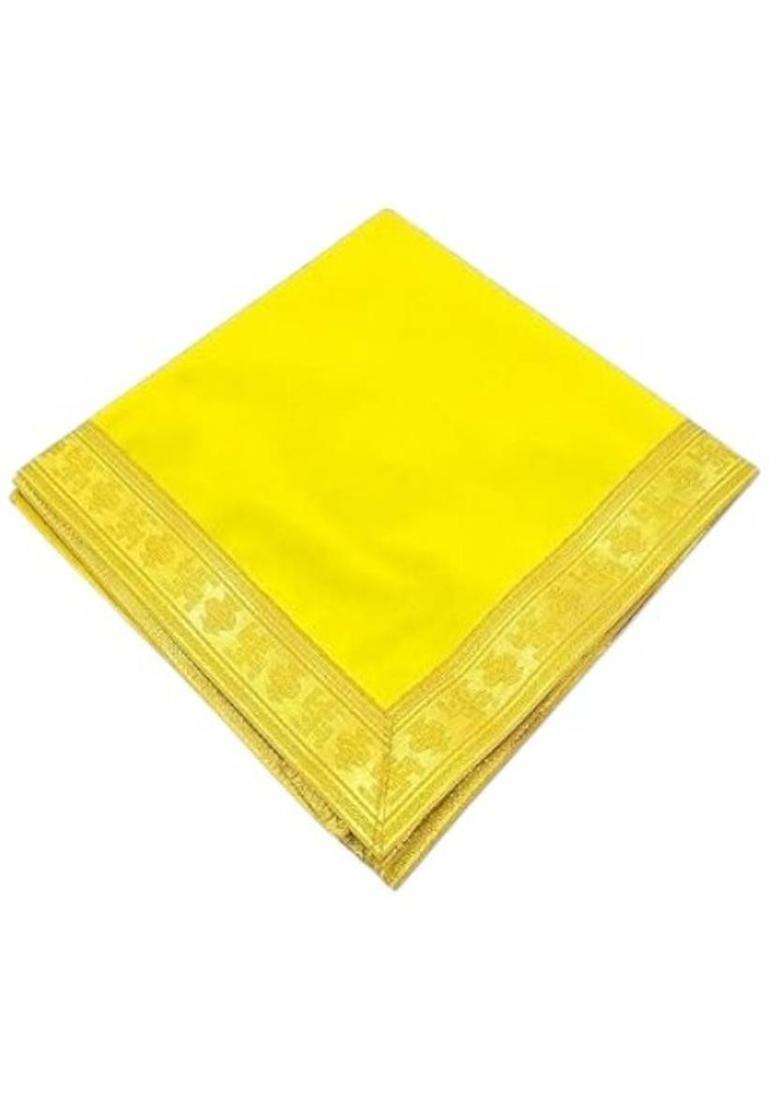 Tapoday ( 9 x 13 Inch )Yellow Velvet Pooja Aasan Cloth / Chowki Assan Kapda Altar Cloth(Pack of 4) - Indya