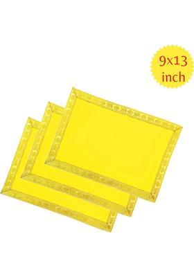 Tapoday ( 9 x 13 Inch )Yellow Velvet Pooja Aasan Cloth / Chowki Assan Kapda Altar Cloth(Pack of 3)