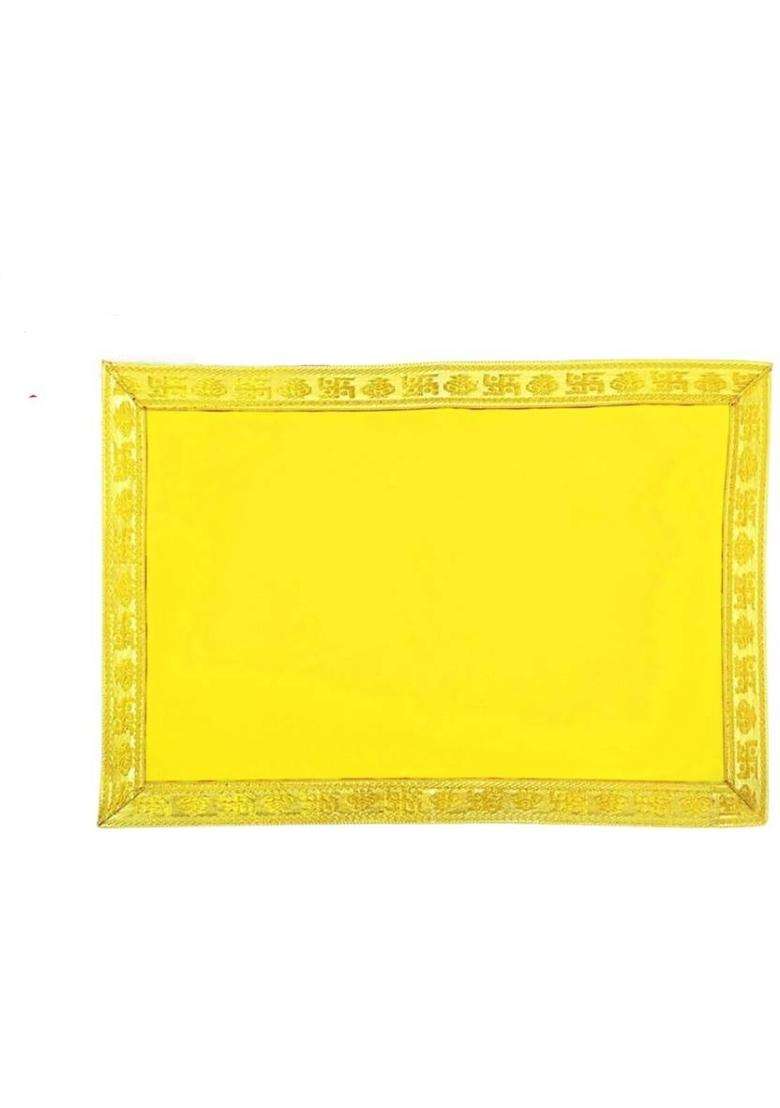 Tapoday ( 9 x 13 Inch )Yellow Velvet Pooja Aasan Cloth / Chowki Assan Kapda Altar Cloth(Pack of 3) - Indya