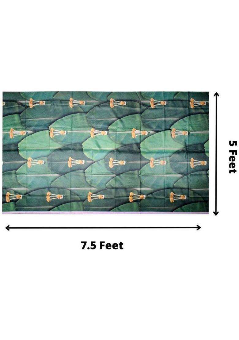 Puja N Pujari Banana Leaf Backdrop Cloth for Pooja Decoration Altar Cloth - Indya