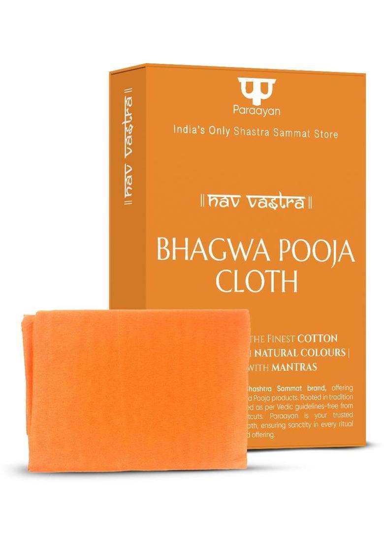 Paraayan Bhagwa Vastra For Puja 1.25 Meters Long Pack of 1 (Orange Pooja Cloth) Altar Cloth - Indya