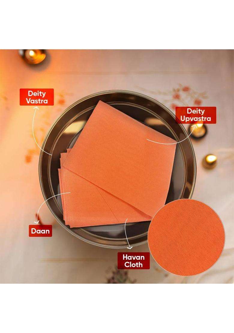Paraayan Bhagwa Vastra For Puja 1.25 Meters Long Pack of 1 (Orange Pooja Cloth) Altar Cloth - Indya
