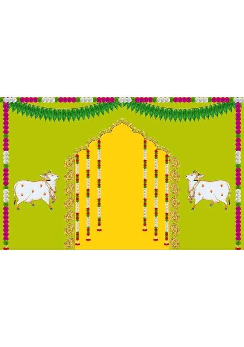 MANIFER Festive backdrop for home pooja backdrop decoration cloth Altar Cloth - Indya