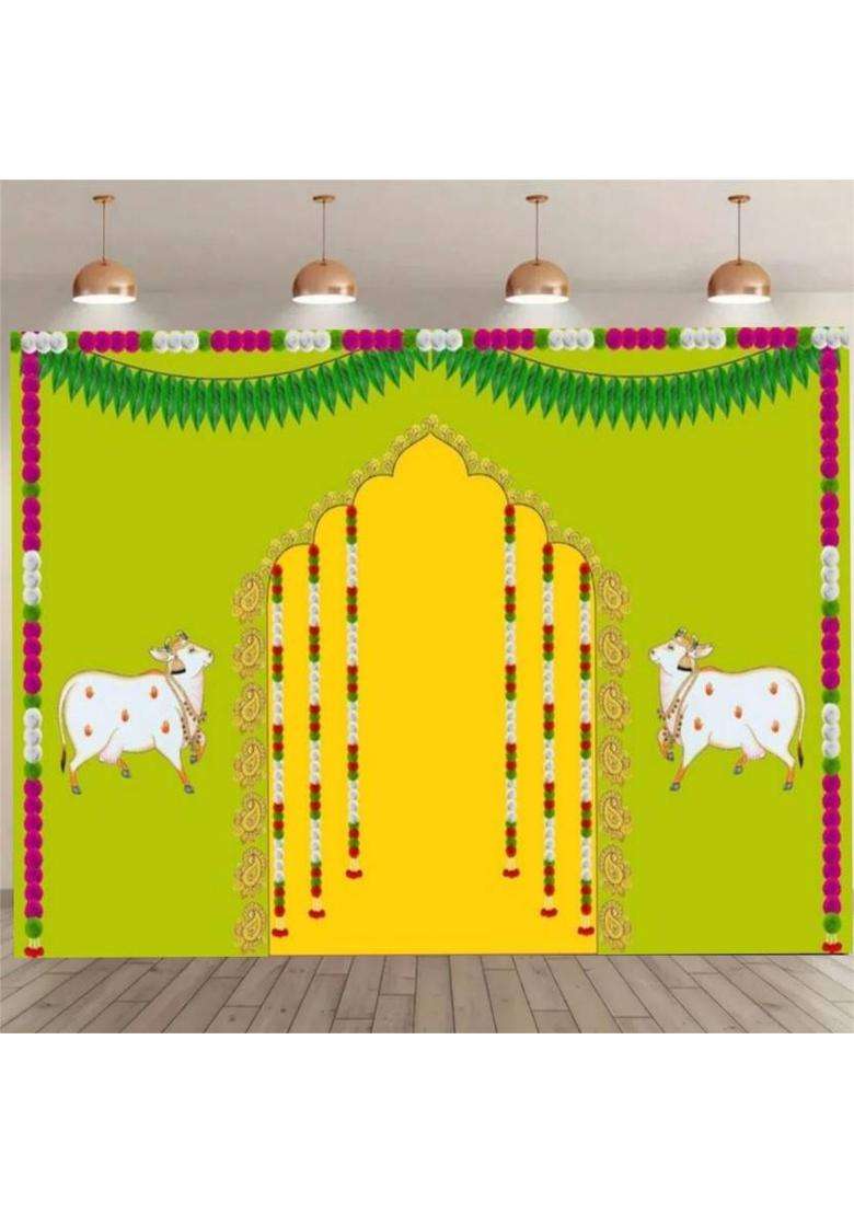 MANIFER Festive backdrop for home pooja backdrop decoration cloth Altar Cloth - Indya