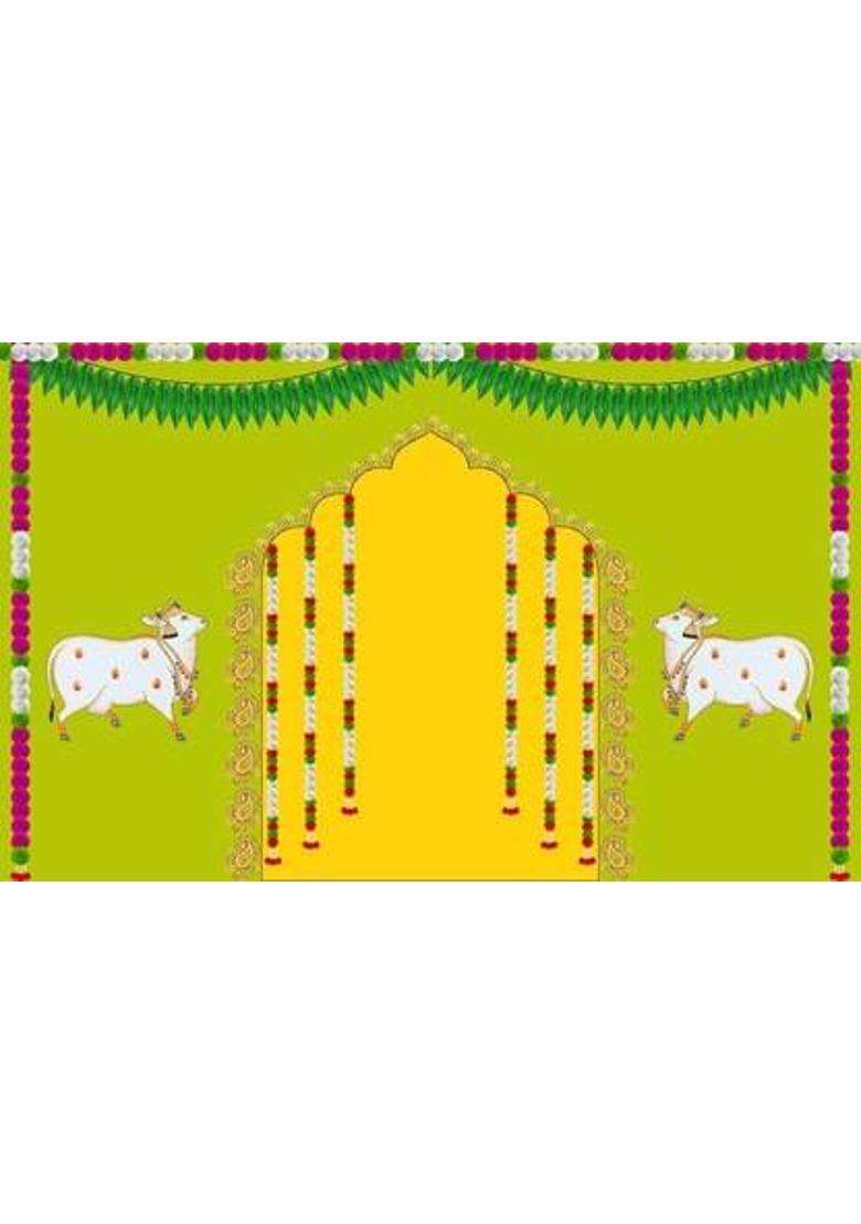 MANIFER Festive backdrop for home pooja backdrop decoration cloth Altar Cloth - Indya