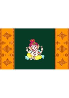 Backdropon Ganeshji backdrop for wedding /puja Decoration size 5Feet Height & 8Feet width Altar Cloth