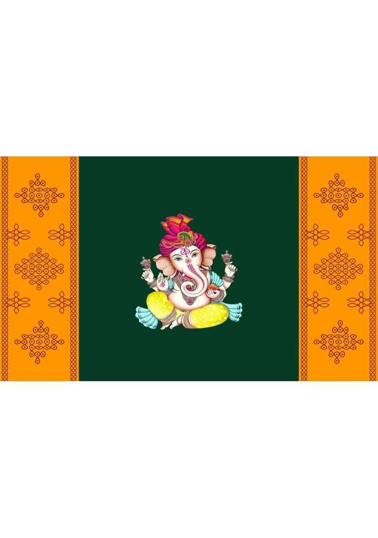 Backdropon Ganeshji backdrop for wedding /puja Decoration size 5Feet Height & 8Feet width Altar Cloth - Indya