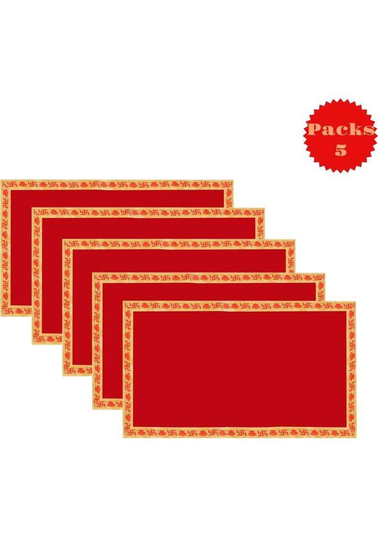 Tapoday (9 x 13 Inch) Red Velvet Cloth for Pooja and God Idol Velvet Asan Altar Cloth(Pack of 5) - Indya
