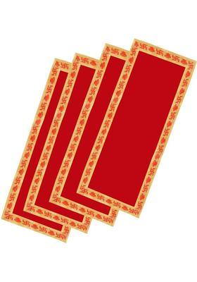 Tapoday ( 10 x 30 Inch ) Red Velvet Pooja Aasan Cloth / Chowki Assan Kapda Altar Cloth(Pack of 4)