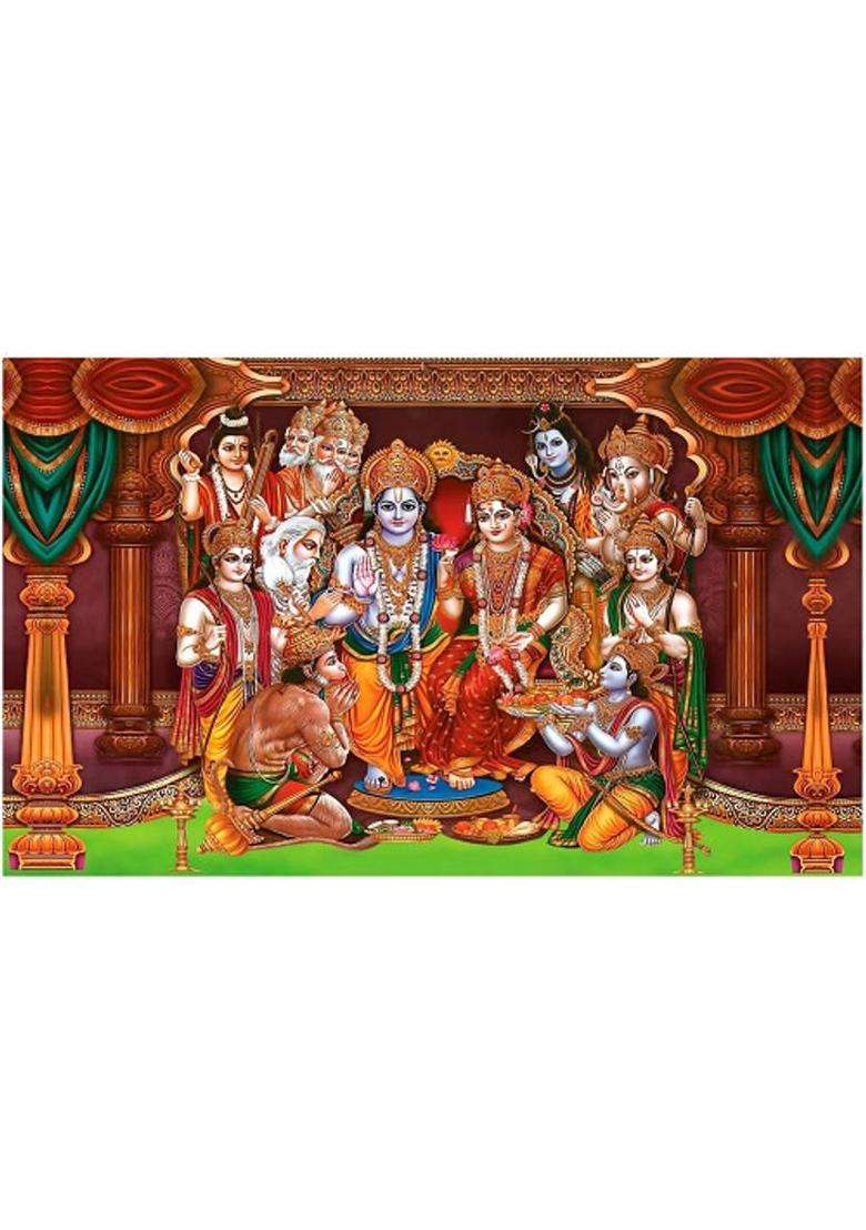 Epoojacart Shree Ram Darbar Backdrop for Kalyanam (5x8 ft) Decoration Tapestry (Model 48) Altar Cloth - Indya